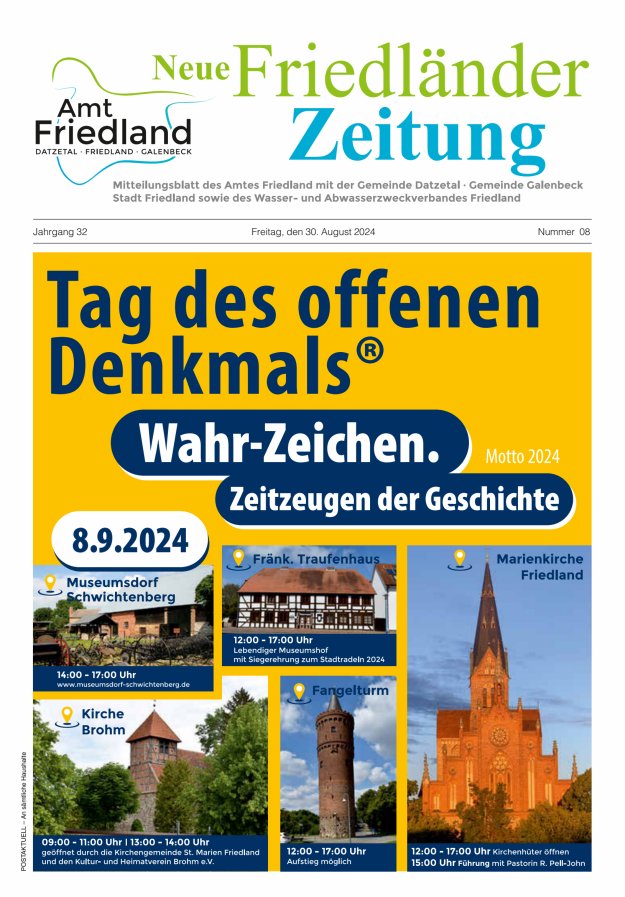 Neue Friedländer Zeitung Titelblatt 08/2024