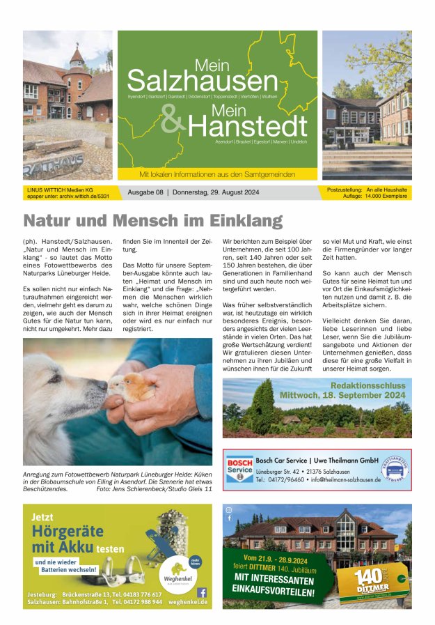 Mein Salzhausen   Mein Hanstedt Titelblatt 08/2024