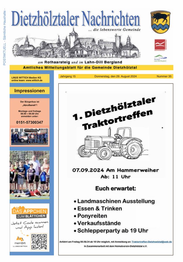 Dietzhölztaler Nachrichten Titelblatt 35/2024