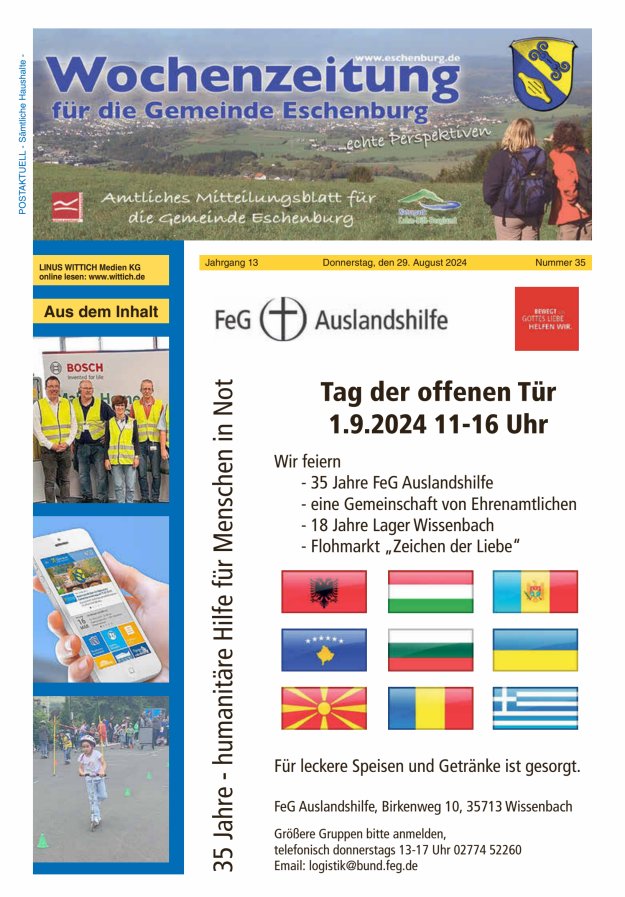 Wochenzeitung für die Gemeinde Eschenburg Titelblatt 35/2024