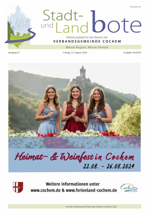 Stadt- und Landbote VG Cochem Titelblatt 34/2024