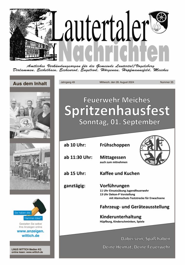 Lautertaler Nachrichten Titelblatt 35/2024