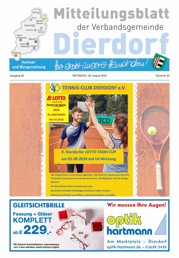 Mitteilungsblatt der Verbandsgemeinde Dierdorf Titelblatt 35/2024
