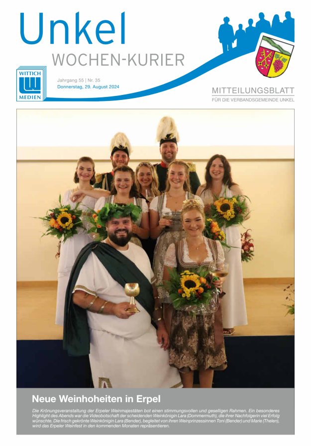 Wochen-Kurier Verbandsgemeinde Unkel Titelblatt 35/2024