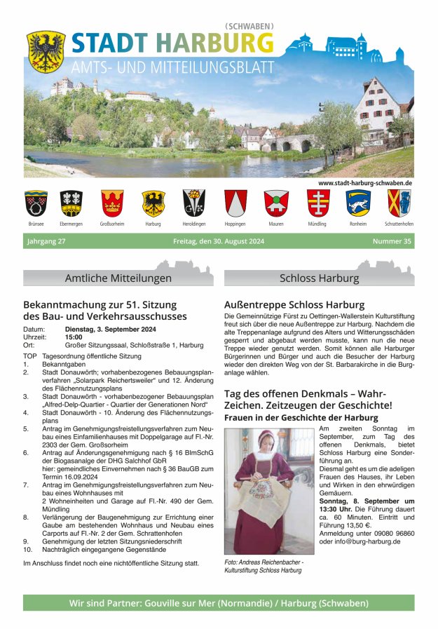 Amts- und Mitteilungsblatt der Stadt Harburg Titelblatt 35/2024