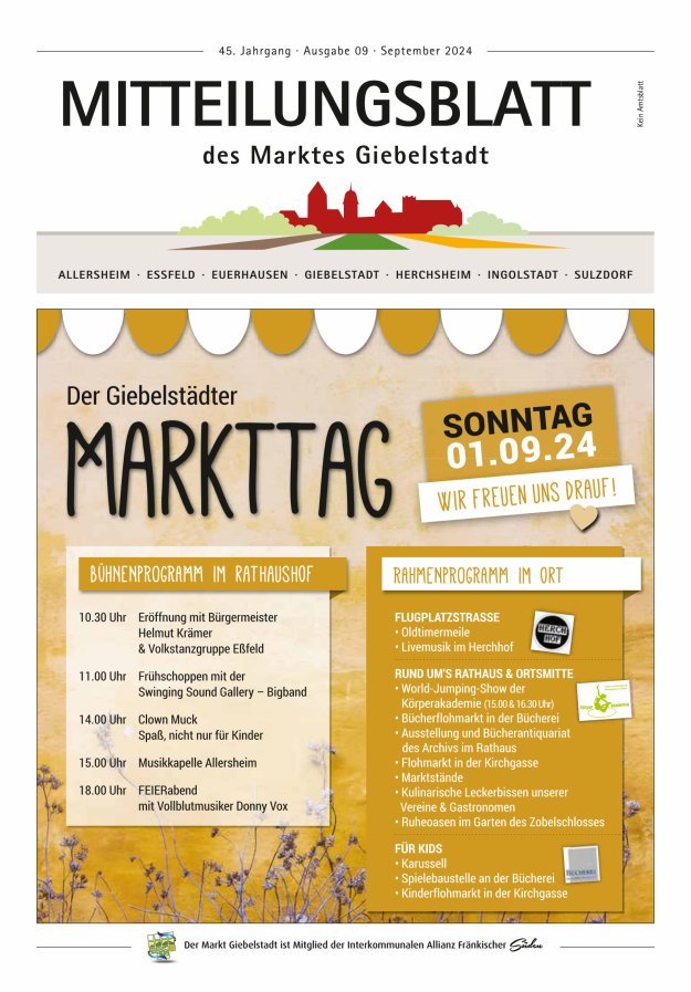 Mitteilungsblatt des Marktes Giebelstadt Titelblatt 09/2024