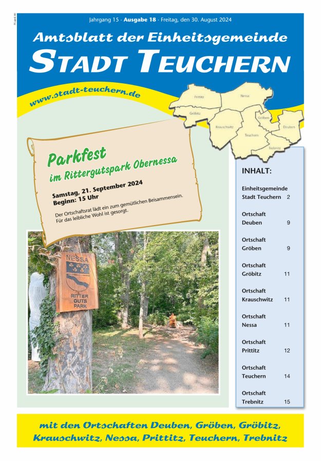 Amtsblatt der Einheitsgemeinde Stadt Teuchern Titelblatt 18/2024