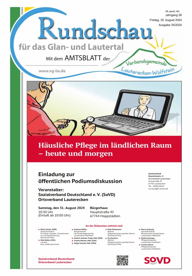 Rundschau für das Glan- und Lautertal Titelblatt 35/2024