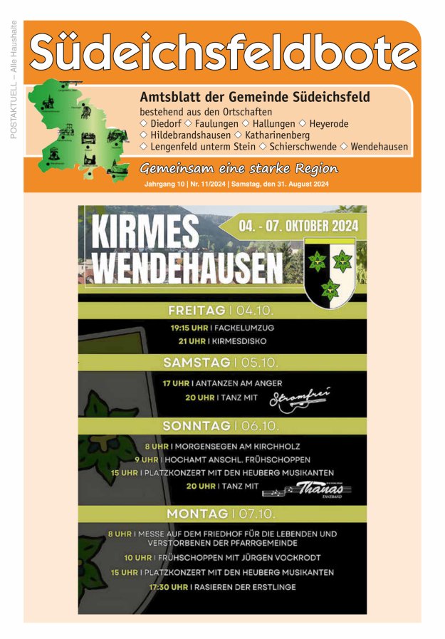 Amtsblatt der Gemeinde Südeichsfeld Titelblatt 11/2024