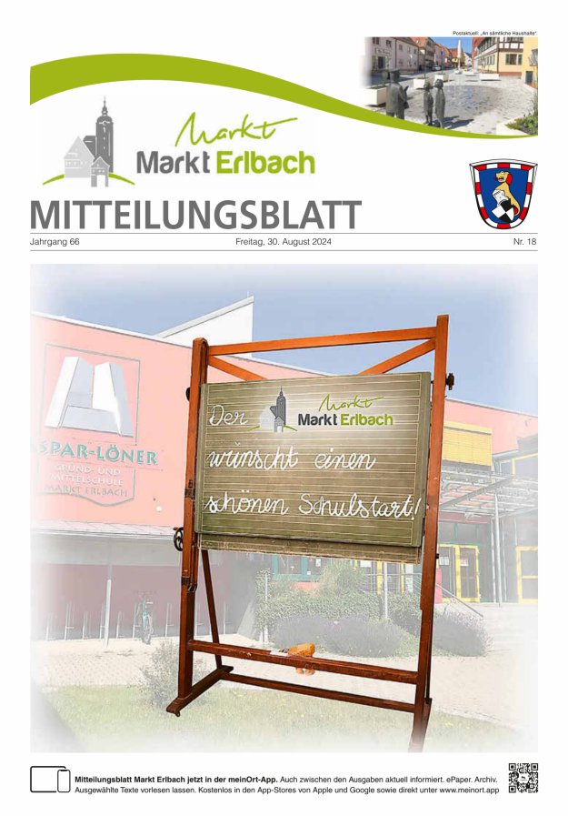 Mitteilungsblatt Markt Erlbach Titelblatt 18/2024
