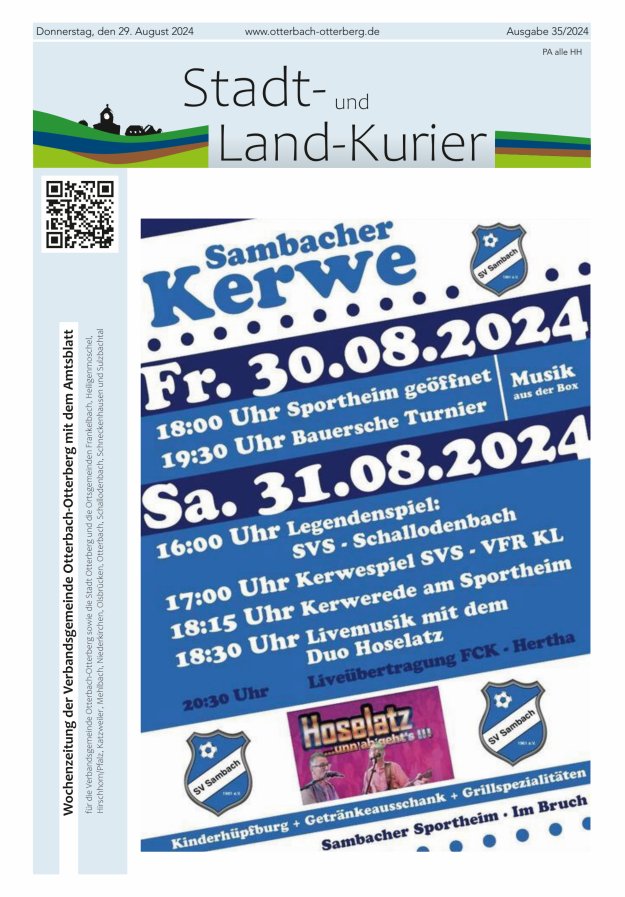 Stadt- und Land-Kurier Otterbach-Otterberg Titelblatt 35/2024