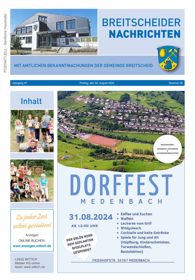 Breitscheider Nachrichten Titelblatt 35/2024