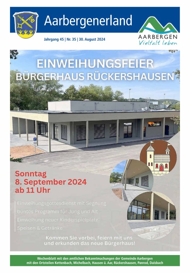 Aarbergenerland - Wochenblatt mit den amtlichen Bekanntmachungen Titelblatt 35/2024
