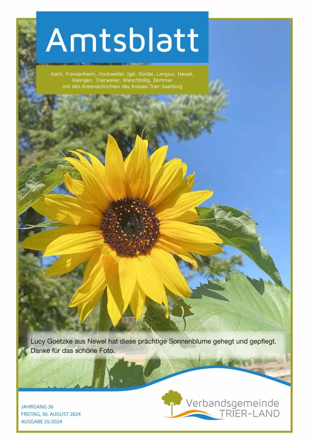 Amtsblatt VG Trier-Land Titelblatt 35/2024