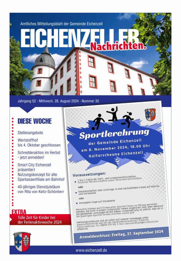 Amtliches Mitteilungsblatt der Gemeinde Eichenzell Titelblatt 35/2024
