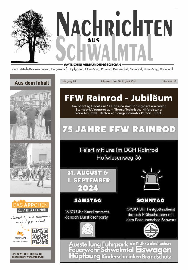 Nachrichten aus Schwalmtal Titelblatt 35/2024