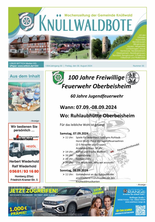 Knüllwaldbote Titelblatt 35/2024