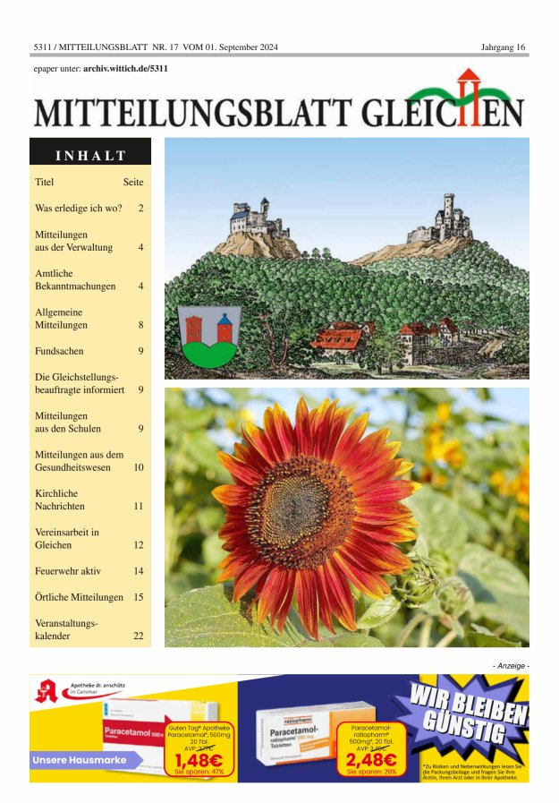 Mitteilungsblatt Gleichen Titelblatt 17/2024