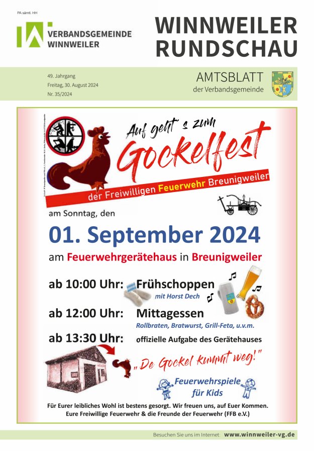 Winnweiler Rundschau Titelblatt 35/2024