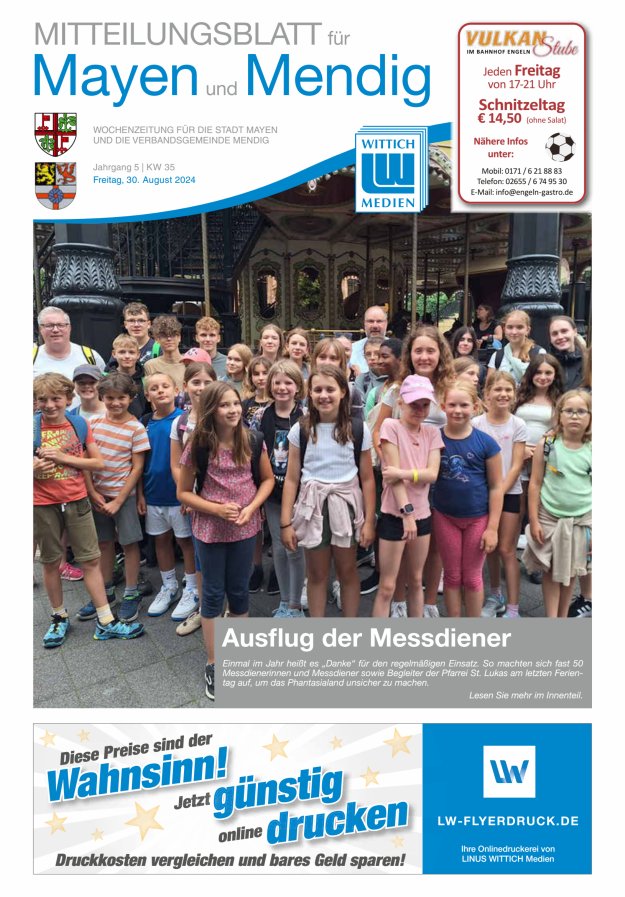 Mitteilungsblatt für Mayen und Mendig Titelblatt 35/2024