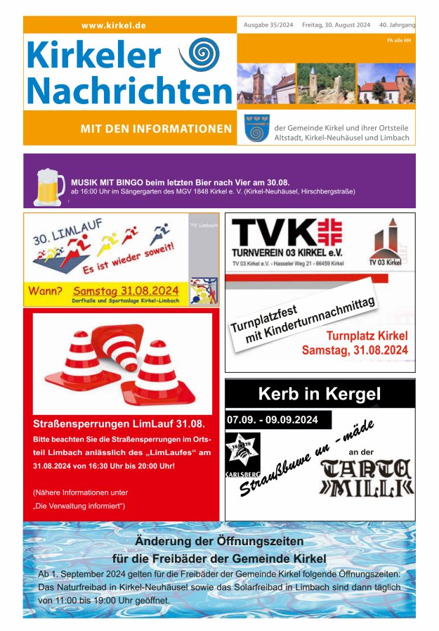 Kirkeler Nachrichten Titelblatt 35/2024