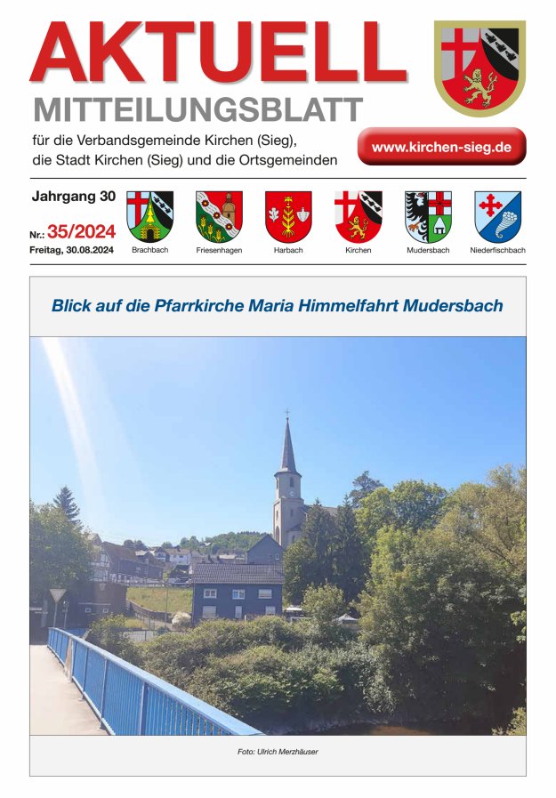 Aktuell - Mitteilungsblatt für die VG Kirchen (Sieg) Titelblatt 35/2024
