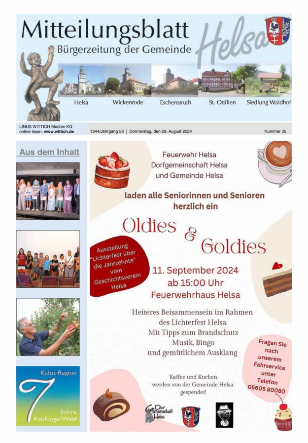Mitteilungsblatt Helsa Titelblatt 35/2024