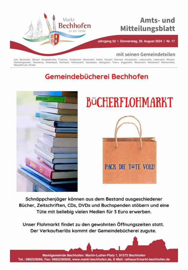 Amts- und Mitteilungsblatt für den Markt Bechhofen Titelblatt 17/2024