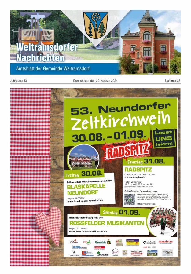 Weitramsdorfer Nachrichten Titelblatt 35/2024