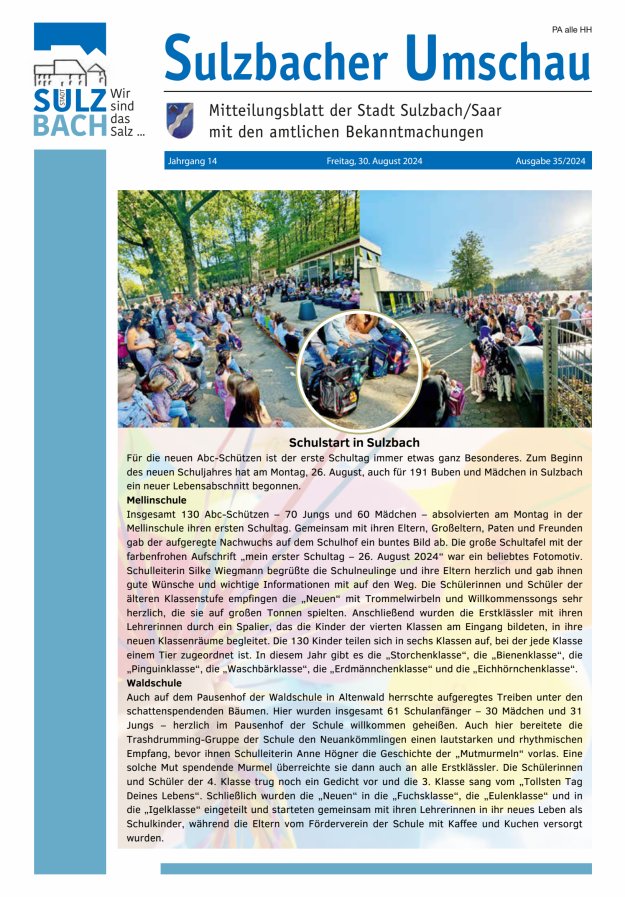Sulzbacher Umschau Titelblatt 35/2024