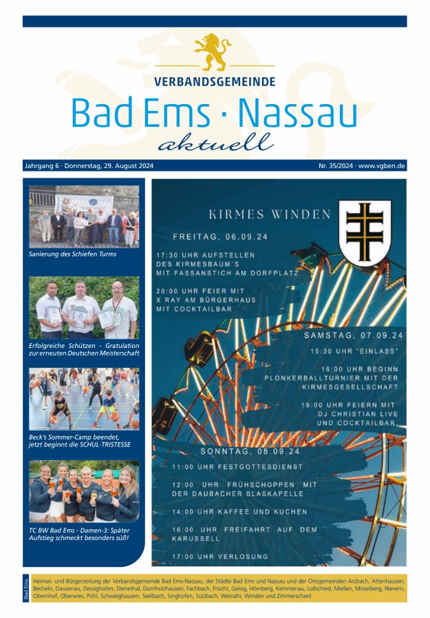 Bad Ems-Nassau aktuell Ausgabe Bad Ems Titelblatt 35/2024