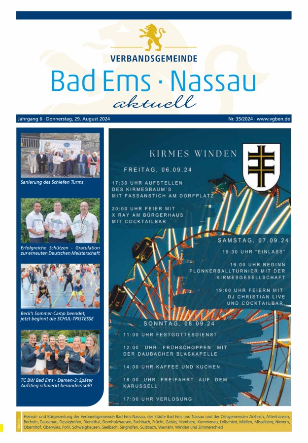 Bad Ems-Nassau aktuell Ausgabe Nassau Titelblatt 35/2024