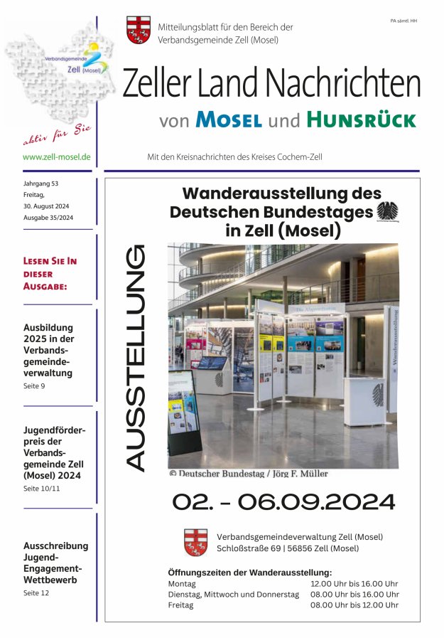 Zeller Land Nachrichten Titelblatt 35/2024