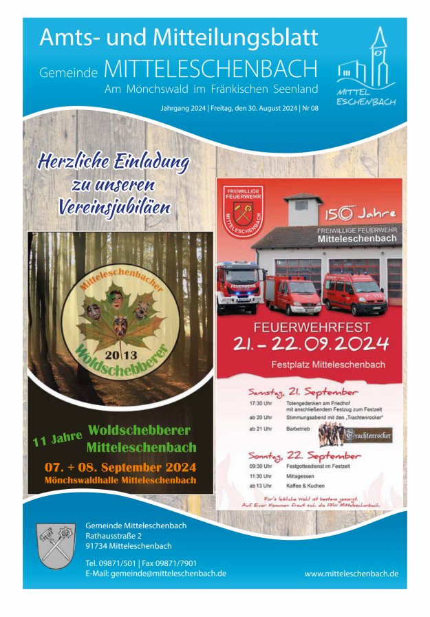 Amts- und Mitteilungsblatt Gemeinde Mitteleschenbach Titelblatt 08/2024