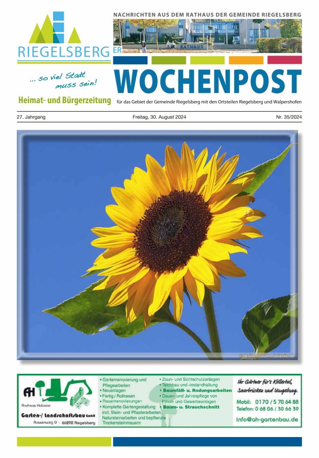Riegelsberger Wochenpost Titelblatt 35/2024