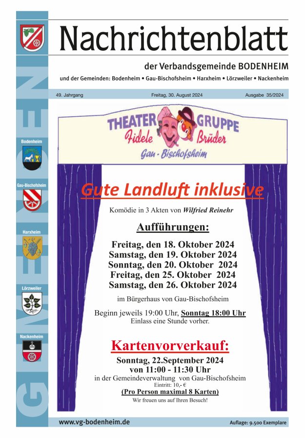 Nachrichtenblatt der VG Bodenheim              Titelblatt 35/2024