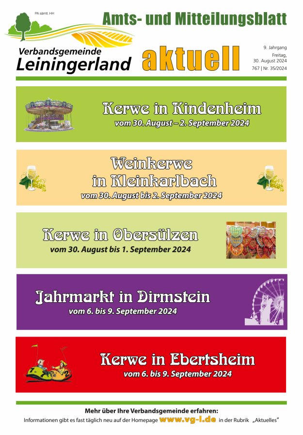 VG Leiningerland aktuell Titelblatt 35/2024