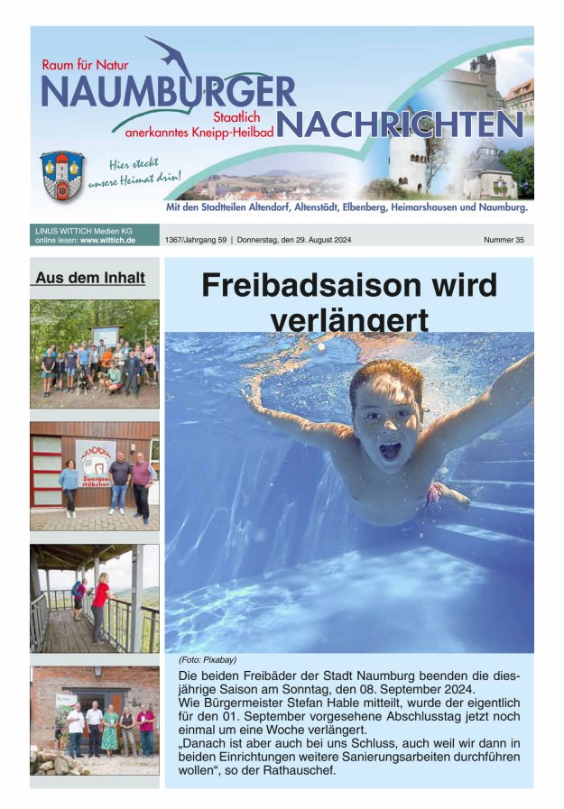 Naumburger Nachrichten Titelblatt 35/2024