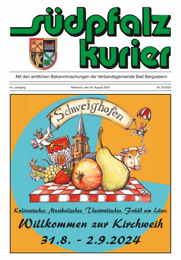 Südpfalz Kurier - VG Bad Bergzabern Titelblatt 35/2024