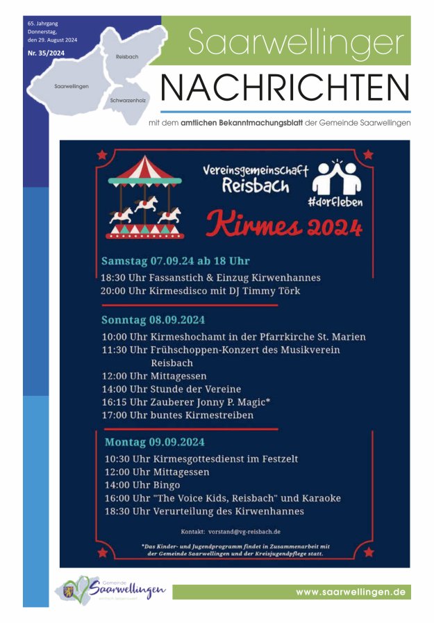 Saarwellinger Nachrichten Titelblatt 35/2024