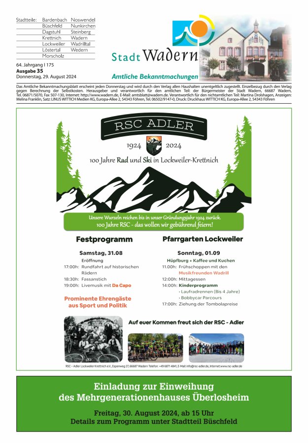 Stadt Wadern Titelblatt 35/2024