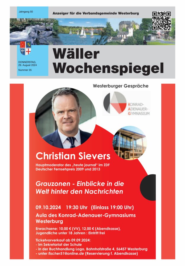Wäller Wochenspiegel - Anzeiger für die Verbandsgemeinde Westerburg Titelblatt 35/2024