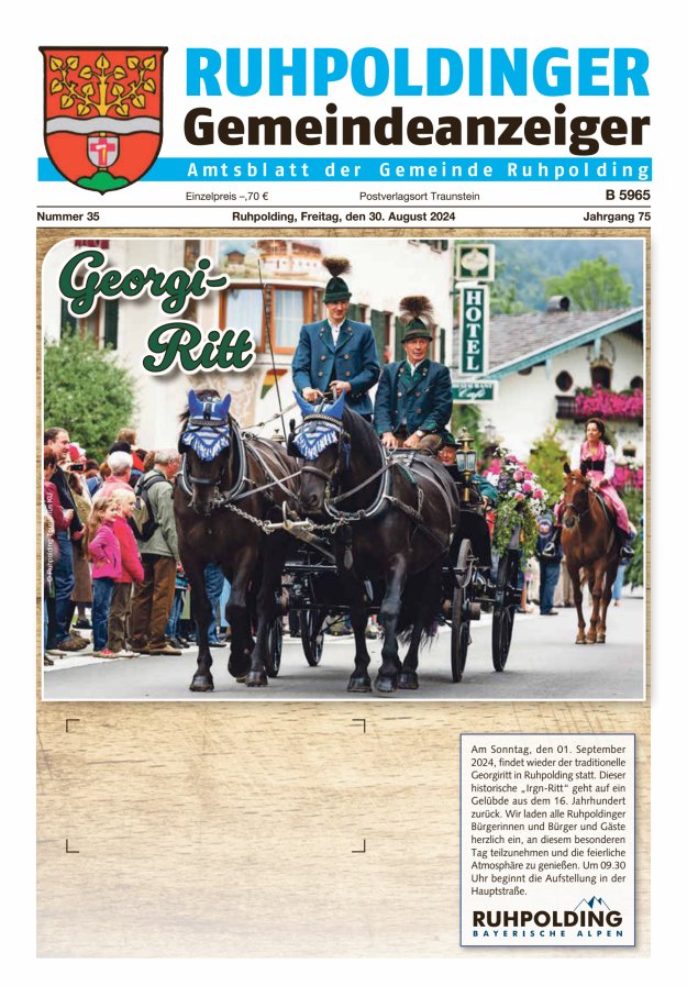 Ruhpoldinger Gemeindeanzeiger Titelblatt 35/2024