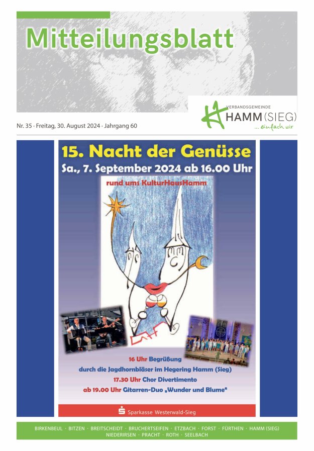 Mitteilungsblatt Hamm (Sieg) Titelblatt 35/2024