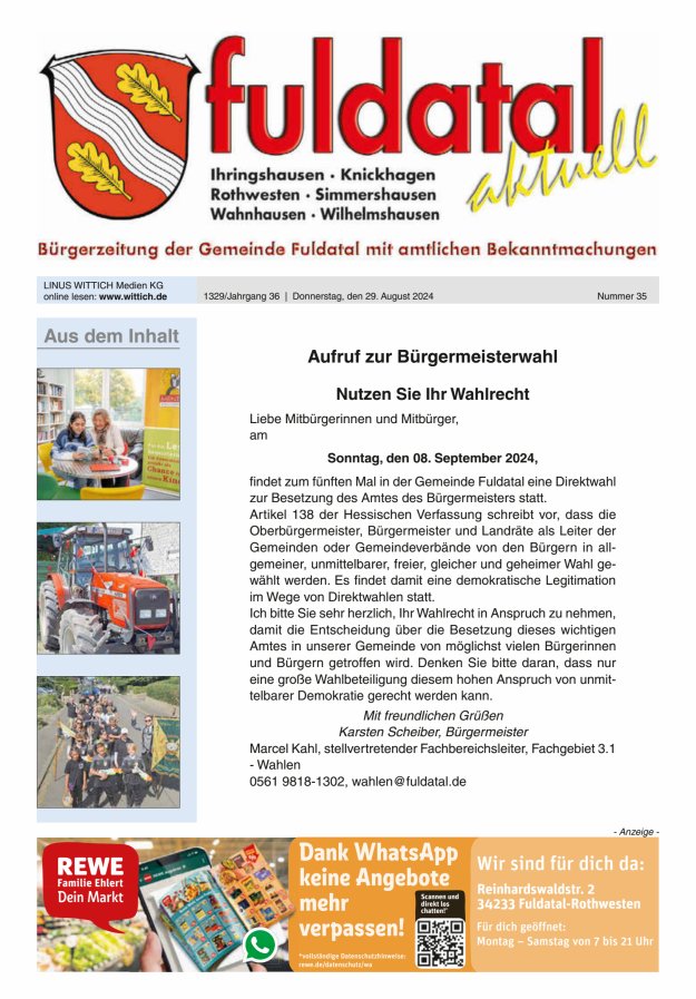 Fuldatal aktuell Titelblatt 35/2024