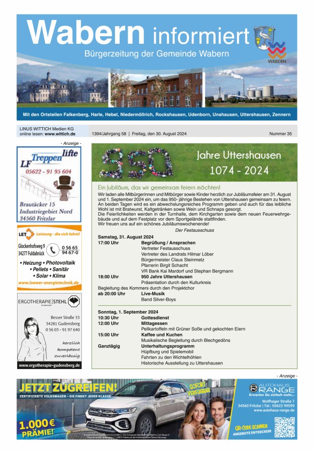 Wabern informiert Titelblatt 35/2024