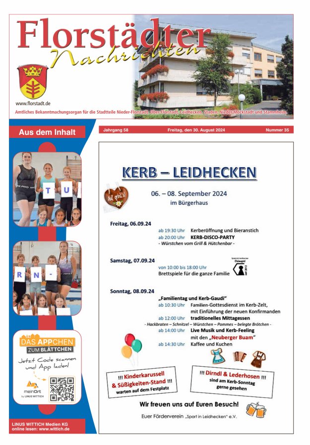Florstädter Nachrichten Titelblatt 35/2024