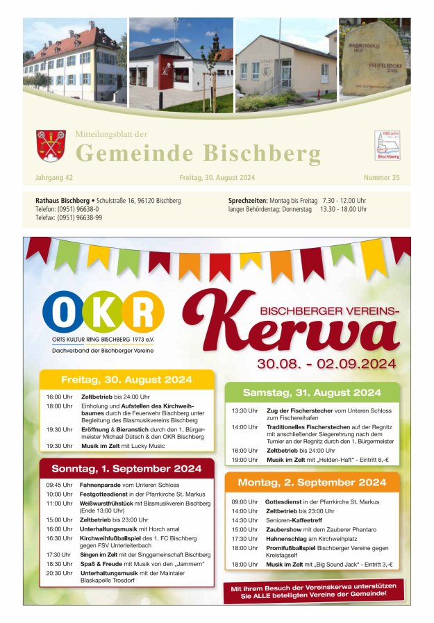 Mitteilungsblatt der Gemeinde Bischberg Titelblatt 35/2024