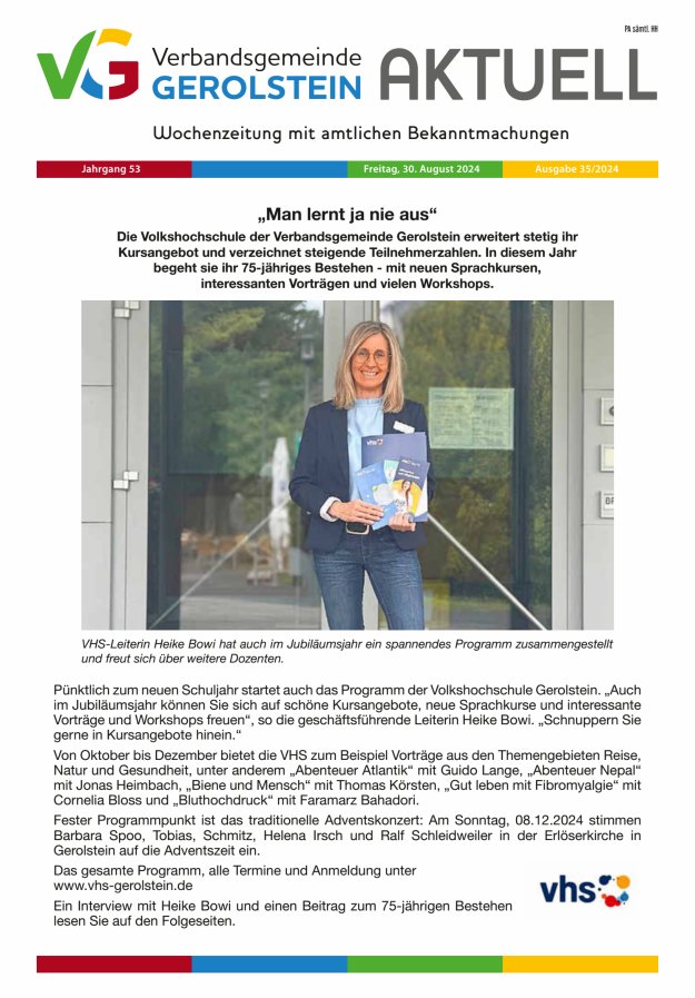 Verbandsgemeinde Gerolstein aktuell Titelblatt 35/2024