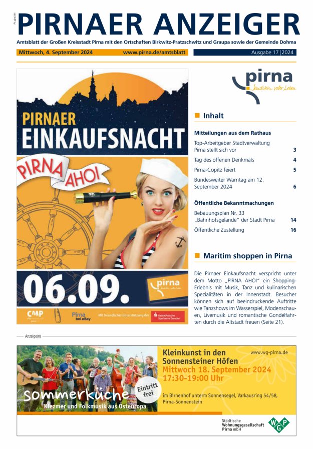 Pirnaer Anzeiger Titelblatt 18/2024